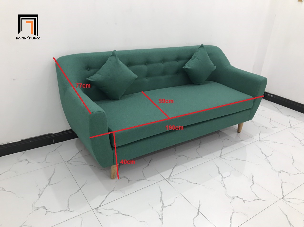 Ghế sofa băng dài NL xanh ngọc nhiều kích cỡ