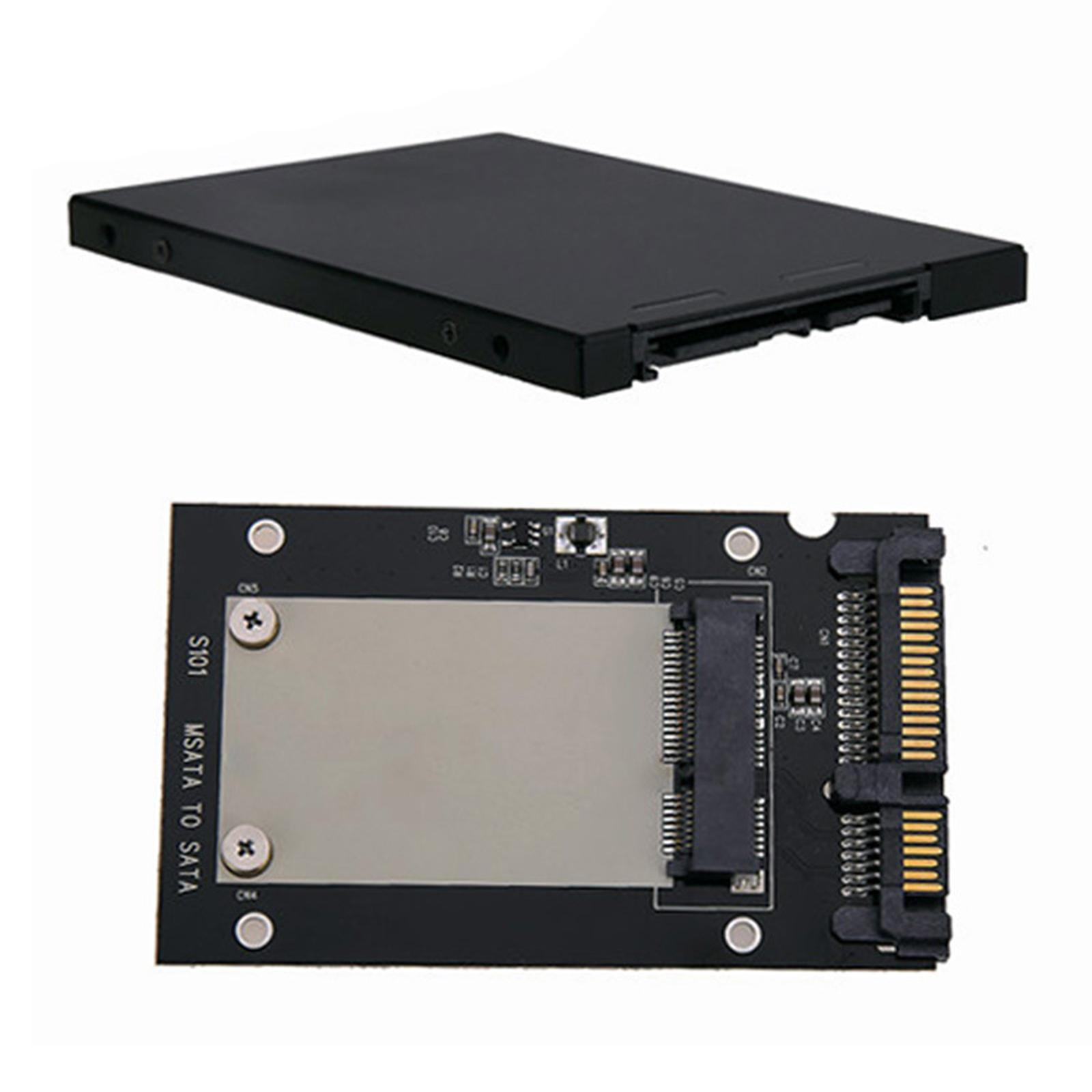 MSATA to 2.5" SATA Enclosure Aluminium Case Simple Installation Standard Plug and Play Professional Internal/External , Black Premium