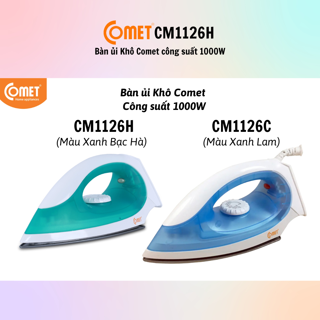 Bàn ủi khô cao cấp Comet CM1126 - Hàng Chính Hãng - Bảo Hành 12 Tháng