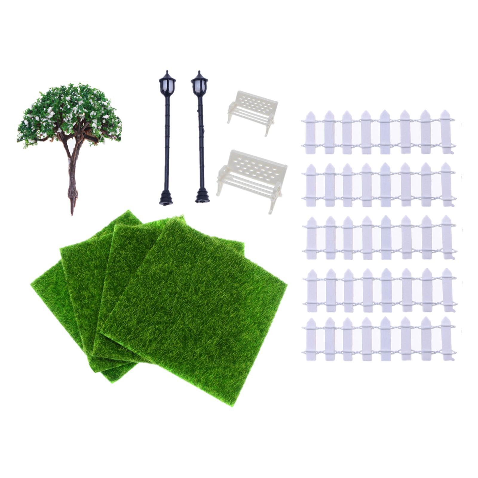 1/12 Miniature Fairy Garden Ornaments Miniature Scene Model Toy Mini Artificial Grass Dollhouse Decoration Accessories for Garden Yard Decor