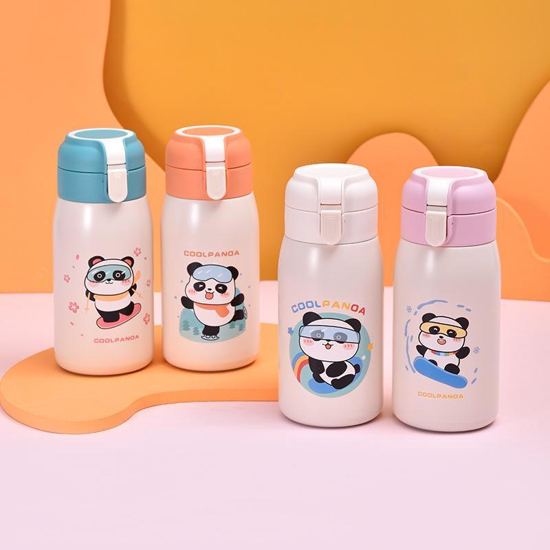 [GDSG235] Bình giữ nhiệt mini siêu cute COOL PANDA có ống hút silicon 420ml bình nước giữ nhiệt