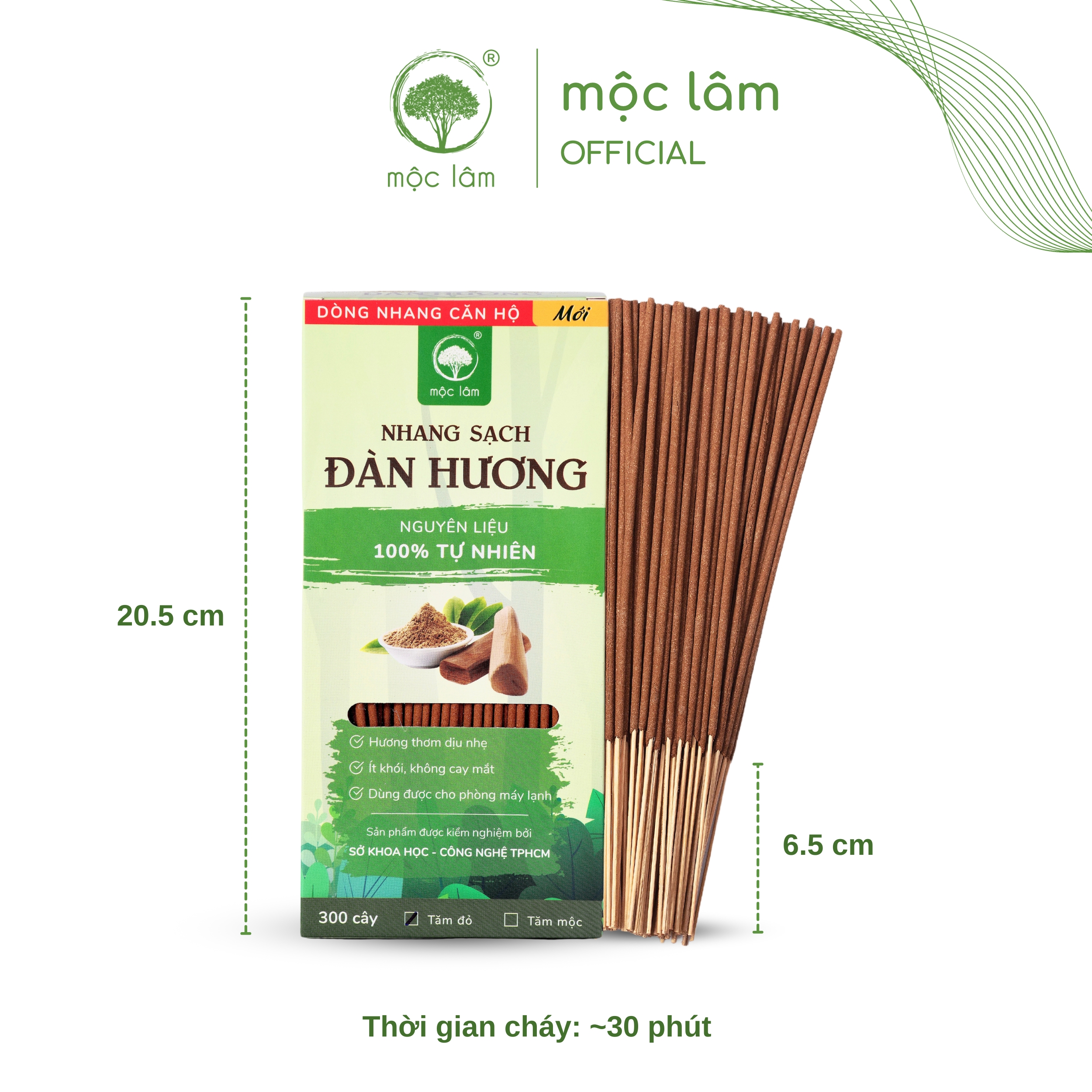 [NHANG 20cm] Nhang Sạch Đàn Hương MỘC LÂM 300cây, Nhang Ít Khói, Hương Thơm Dịu Ngọt, Nhang Thơm Tự Nhiên