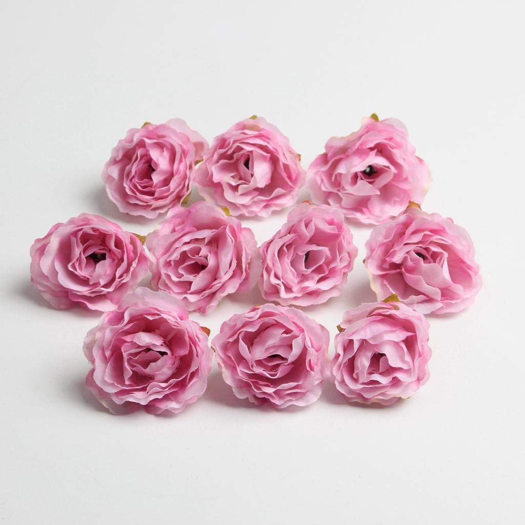 50pcs Artificial Silk Rose Flower Head DIY Wedding Party Decor Pink