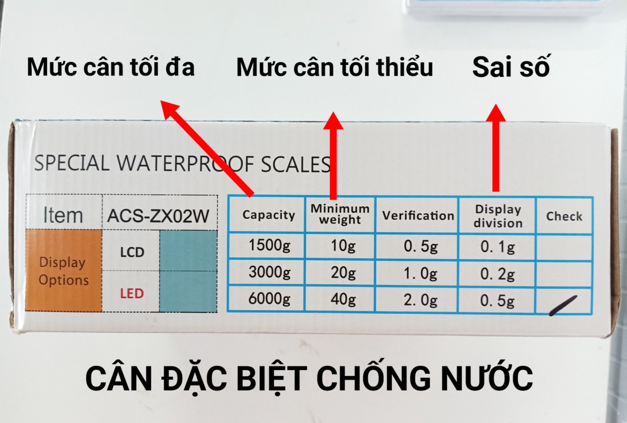 CÂN ĐIỆN TỬ NHÀ BẾP CHÔNG NƯỚC ĐÀI LOAN ACS 6KG