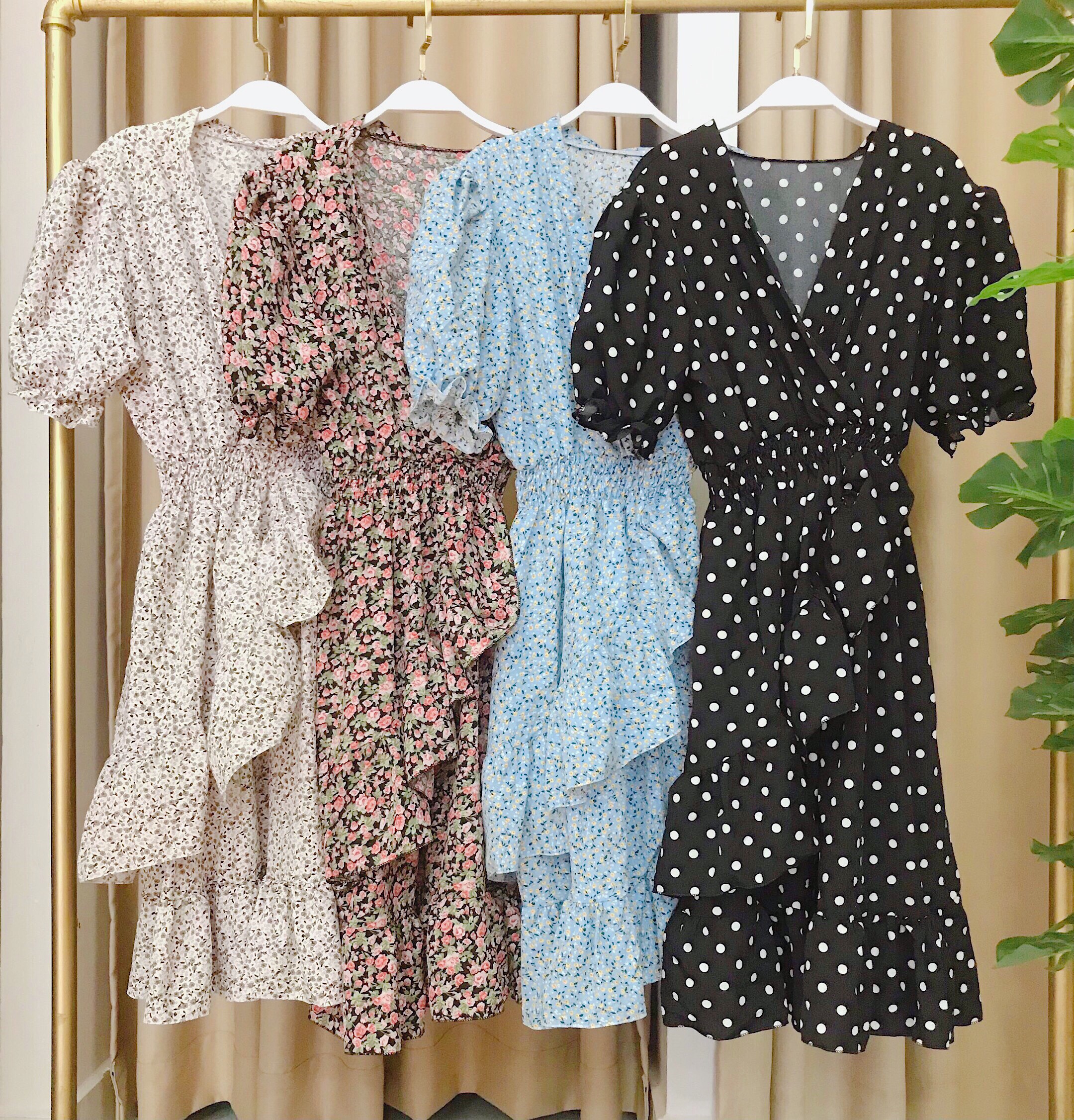 Váy đầm nữ dáng dài,kiểu cổ tim đắp chéo bèo , chất lụa bao mát k nhăn , dáng dễ mặc, cực xinh - V002