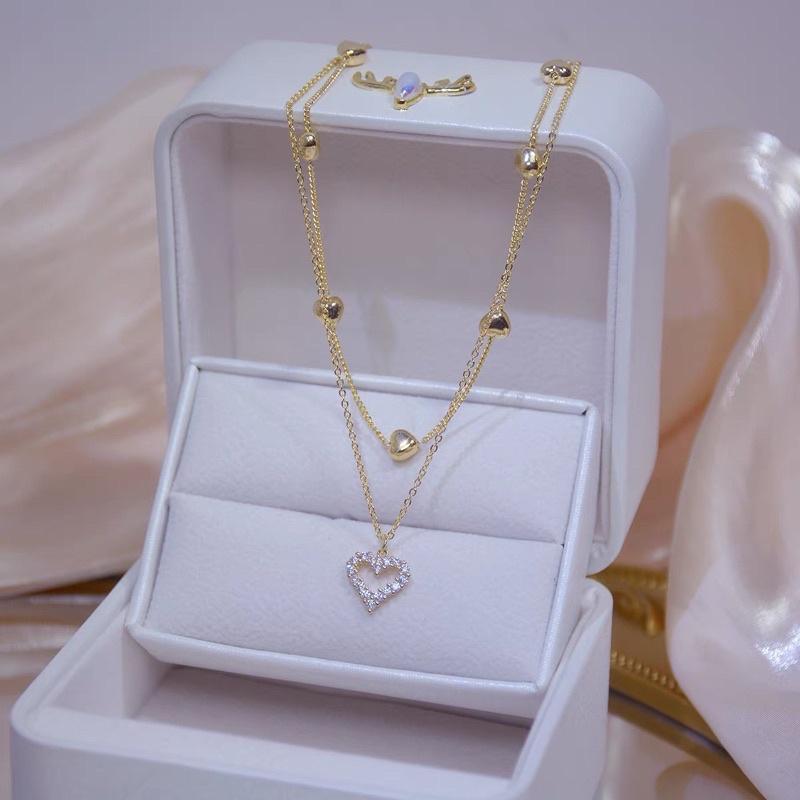 DÂY CHUYỀN NỮ CHOKER TIM 2 TẦNG
