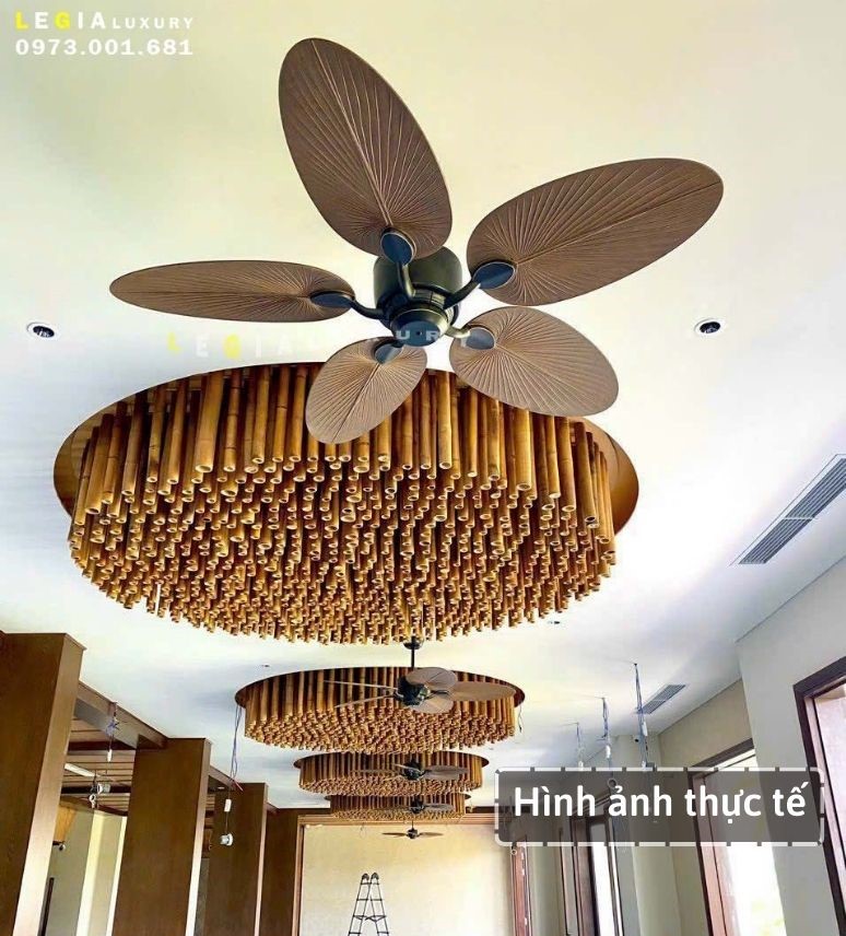Quạt trần phong cách Đông Dương| Quạt trần Indochine style LGFAN659 | Quạt trần cánh gỗ trang trí phòng ngủ chung cư homestay {Hàng Chính Hãng