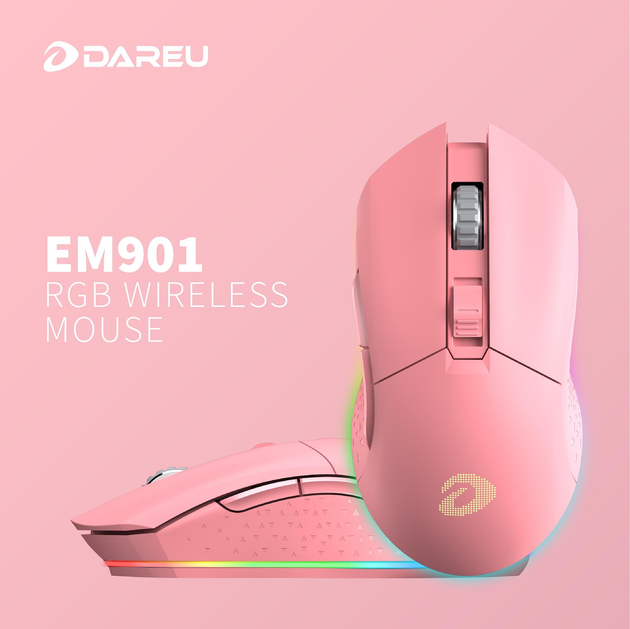 Chuột Không Dây Gaming Dareu EM901 RGB Pink - Hàng Chính Hãng