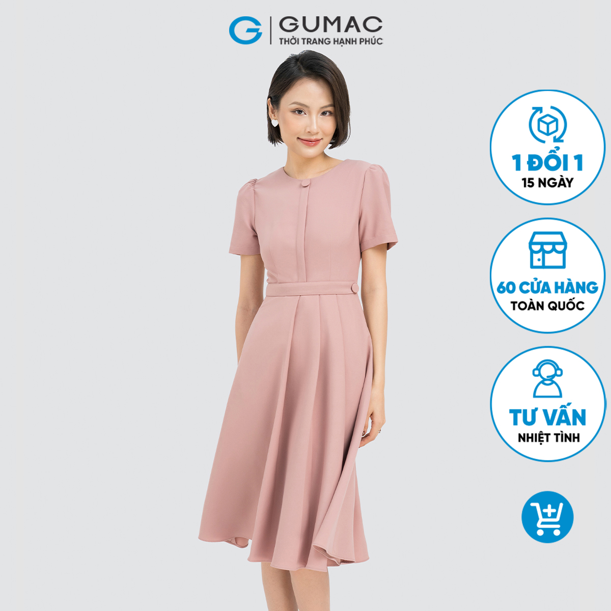 Đầm 2 nút eo GUMAC DD04027