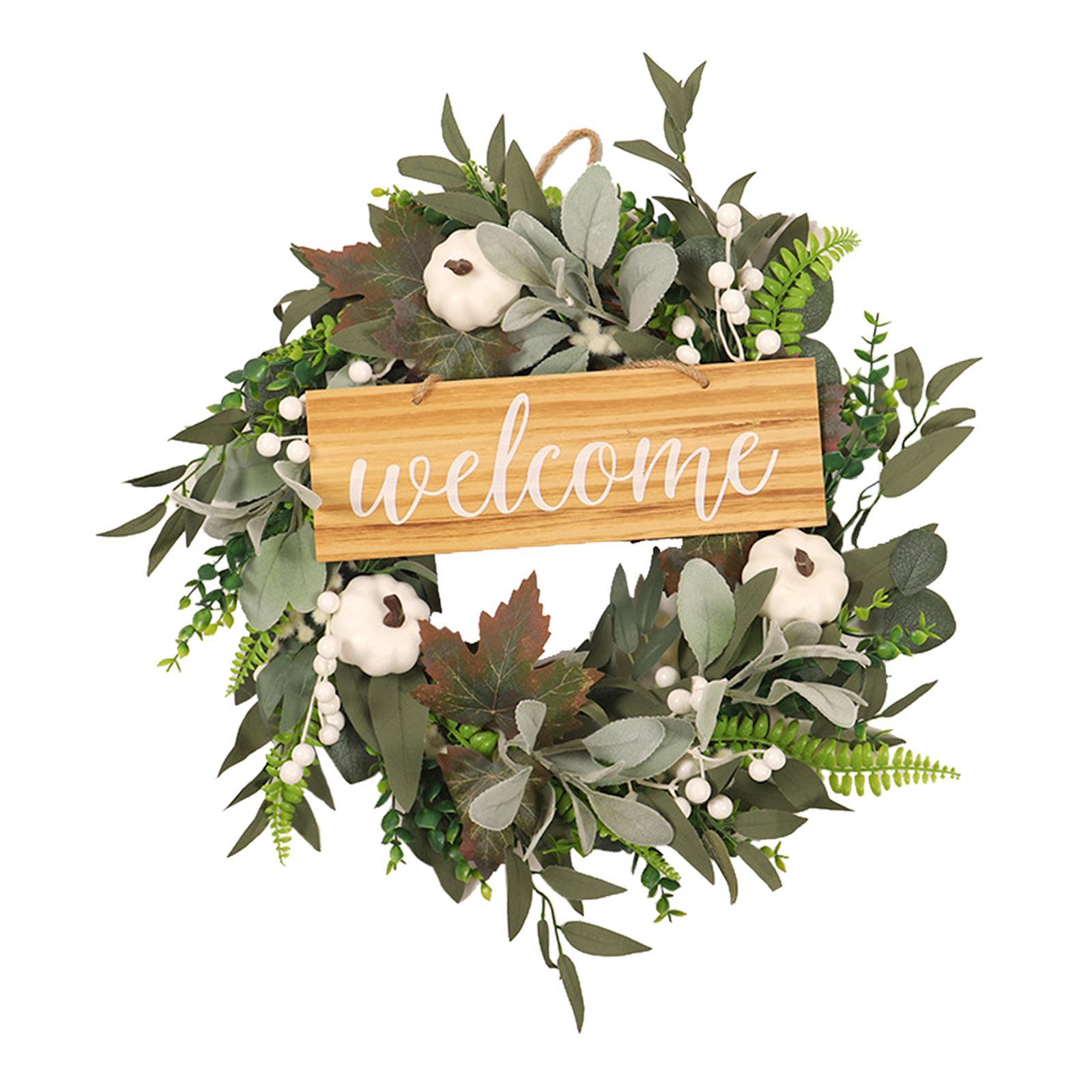 Artificial Wreath Decorative Large Green Wreath for Front Door Patio Window