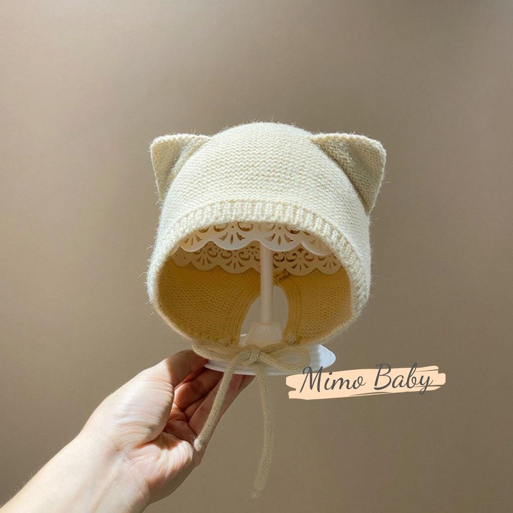 Mũ nón len cột dây tai mèo dễ thương cho bé 5m-2y Mimo baby ML49