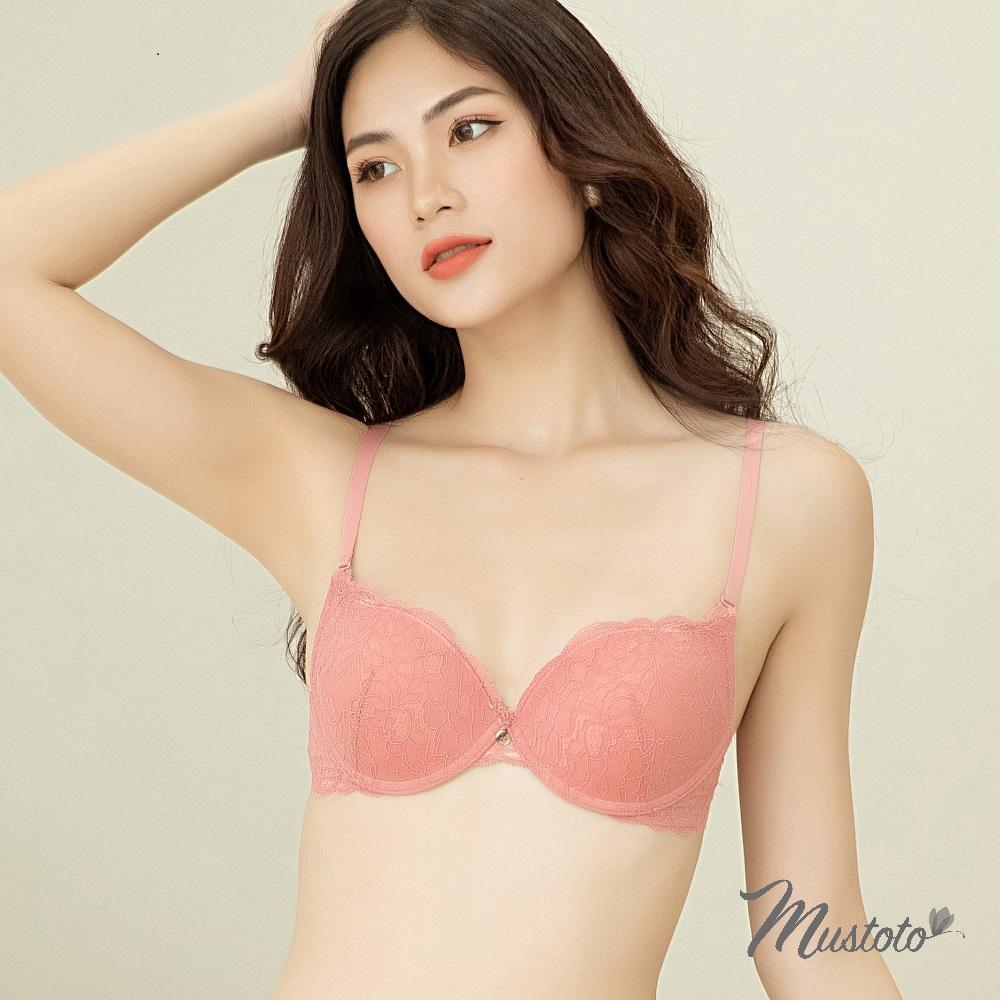 Áo Lót Nữ Mút Vừa 2cm Có Gọng Nâng Ngực Ren Flex Camellia Hồng Cam