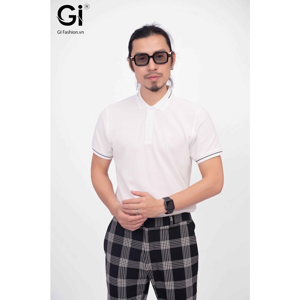 Áo polo nam GI màu trắng, chất liệu cotton co giãn 4 chiều, thấm hút mồ hôi