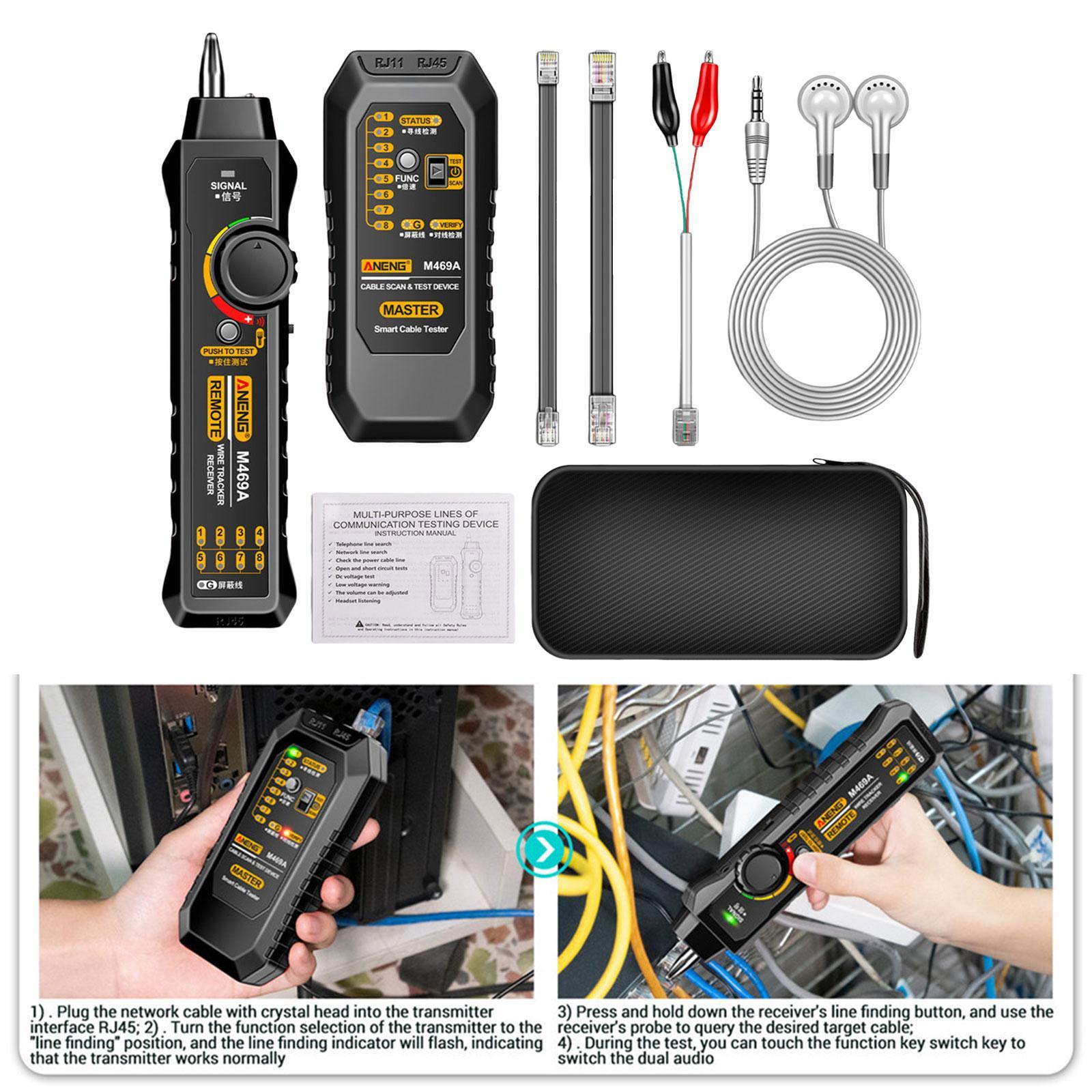 Network Cable Tester Networking Tool RJ45 + RJ11 Line for Optical Cat