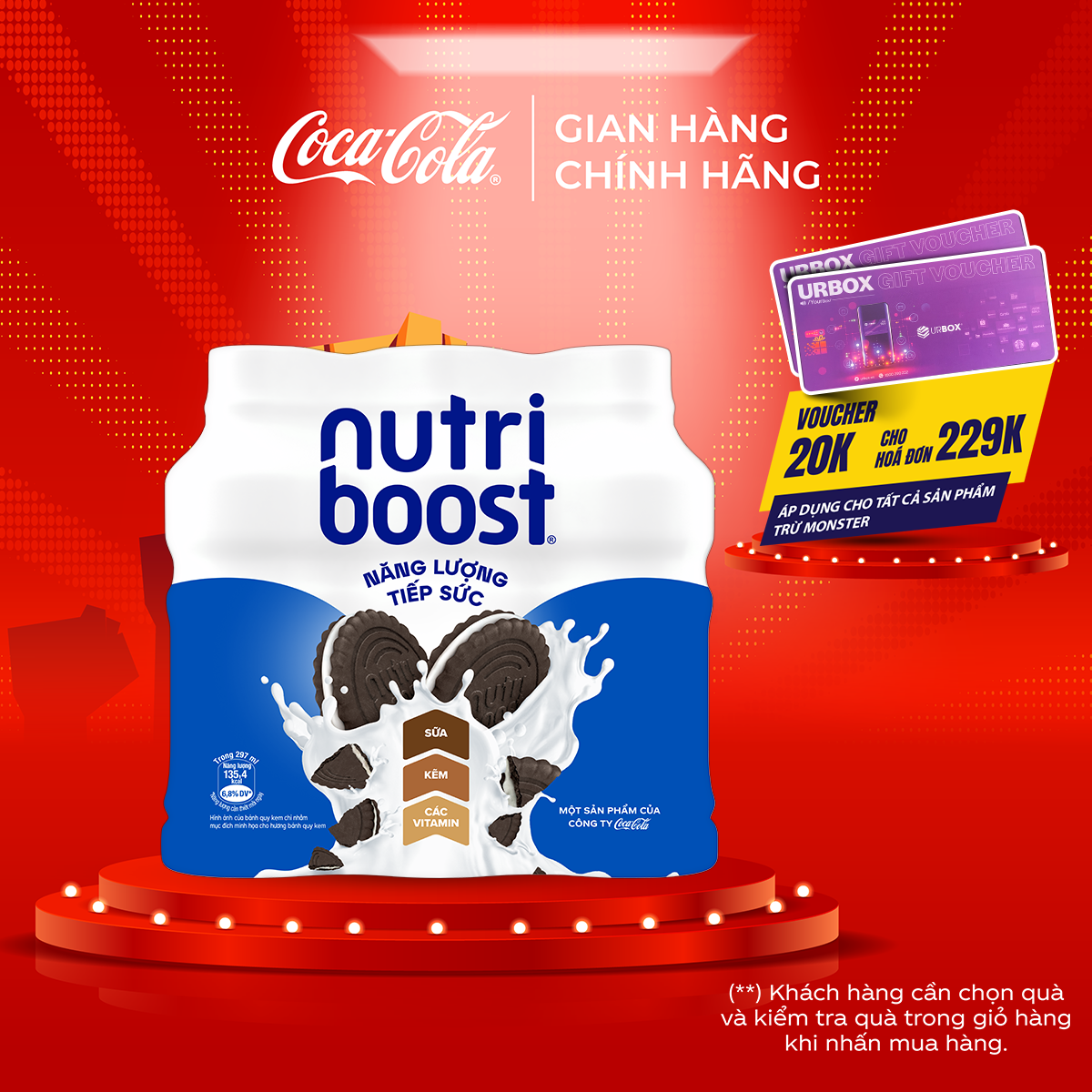 Lốc 6 Chai Thực phẩm bổ sung Nước uống sữa trái cây Nutriboost hương bánh quy kem 297ml/Chai Coca-Cola Official Store