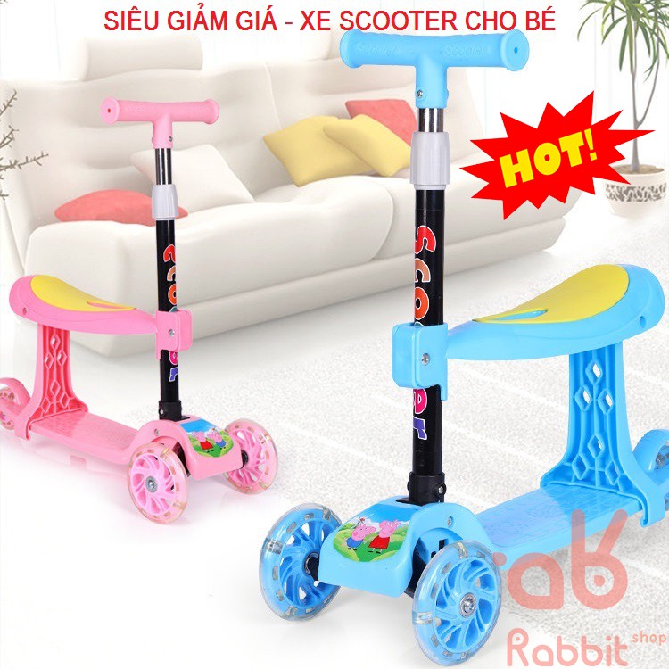 Xe trượt Scooter 3 bánh cao cấp cho bé từ 2 - 10 tuổi Gấp gọn Bánh xe phát sáng