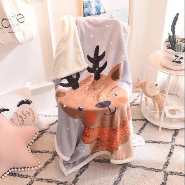 Chăn lông cừu mini 100cm x 140 cm hình con vật cho bé