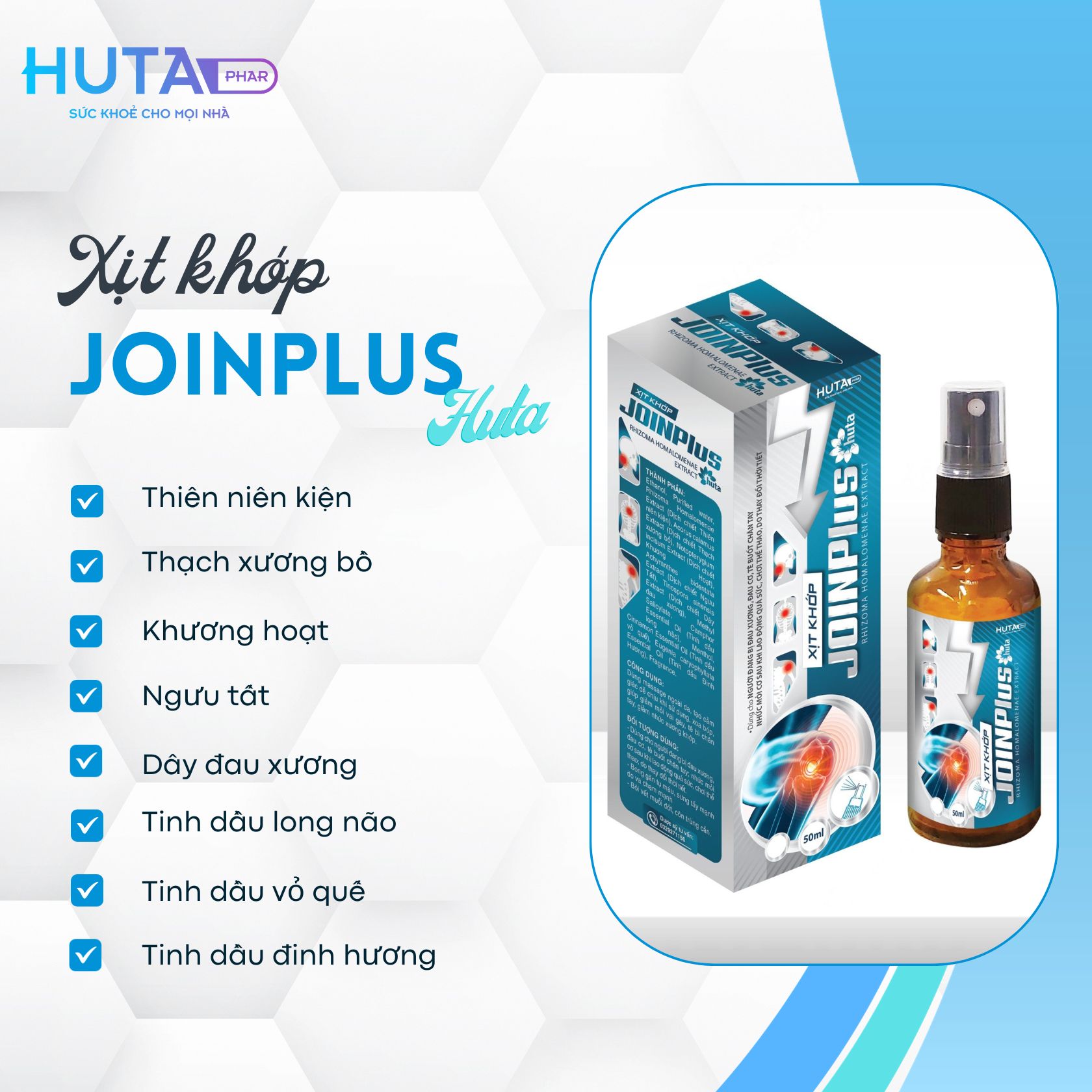 Xịt khớp JOINPLUS - Giúp giảm mỏi vai gáy, tê bì chân tay, giảm nhức xương khớp