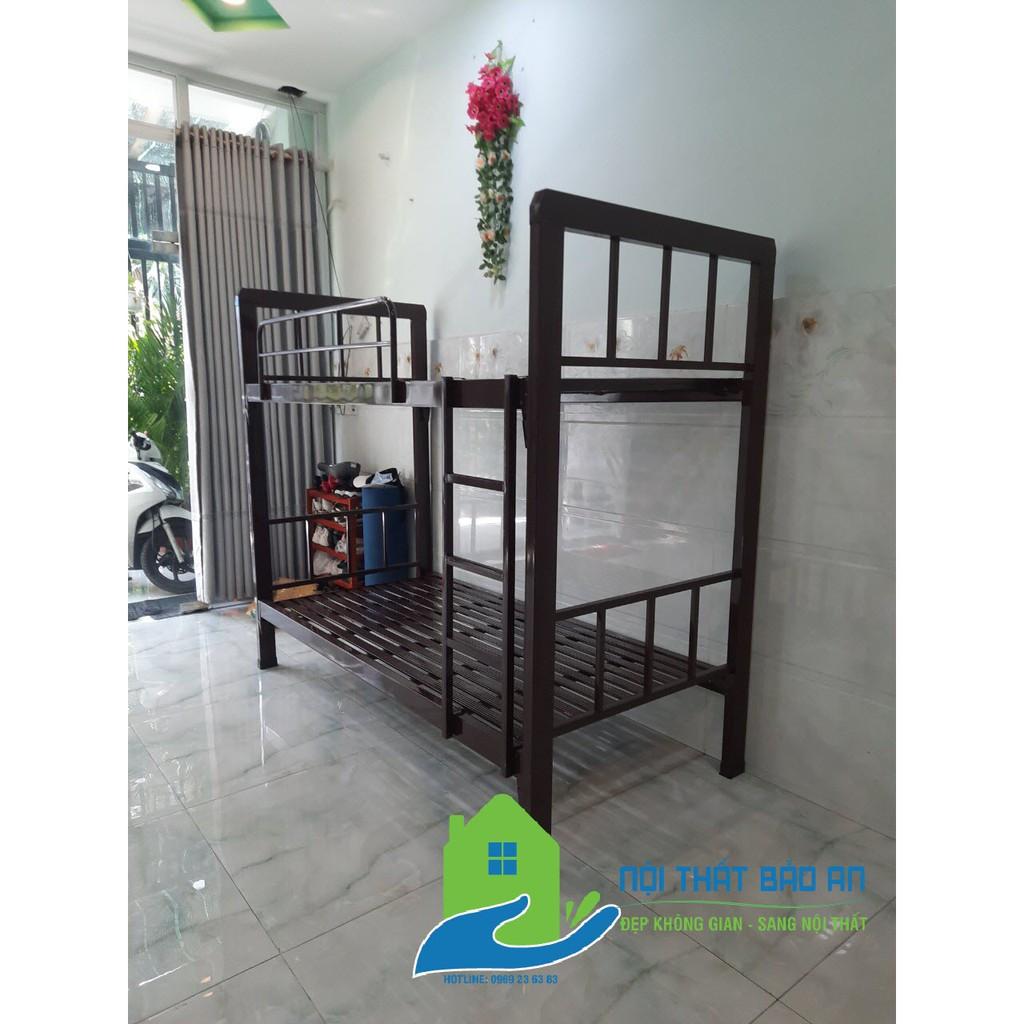 Giường sắt hộp 2 tầng sắt dày cao cấp, sơn tĩnh điện bền đẹp không rỉ sét, Ngang : 1m2x1m2
