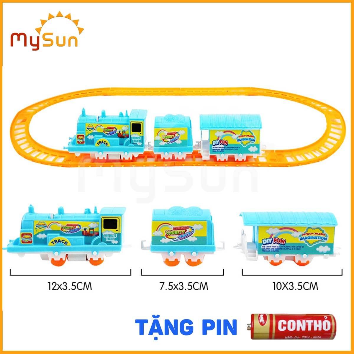 Xe lửa đồ chơi có đường ray chạy bằng pin cho bé MySun