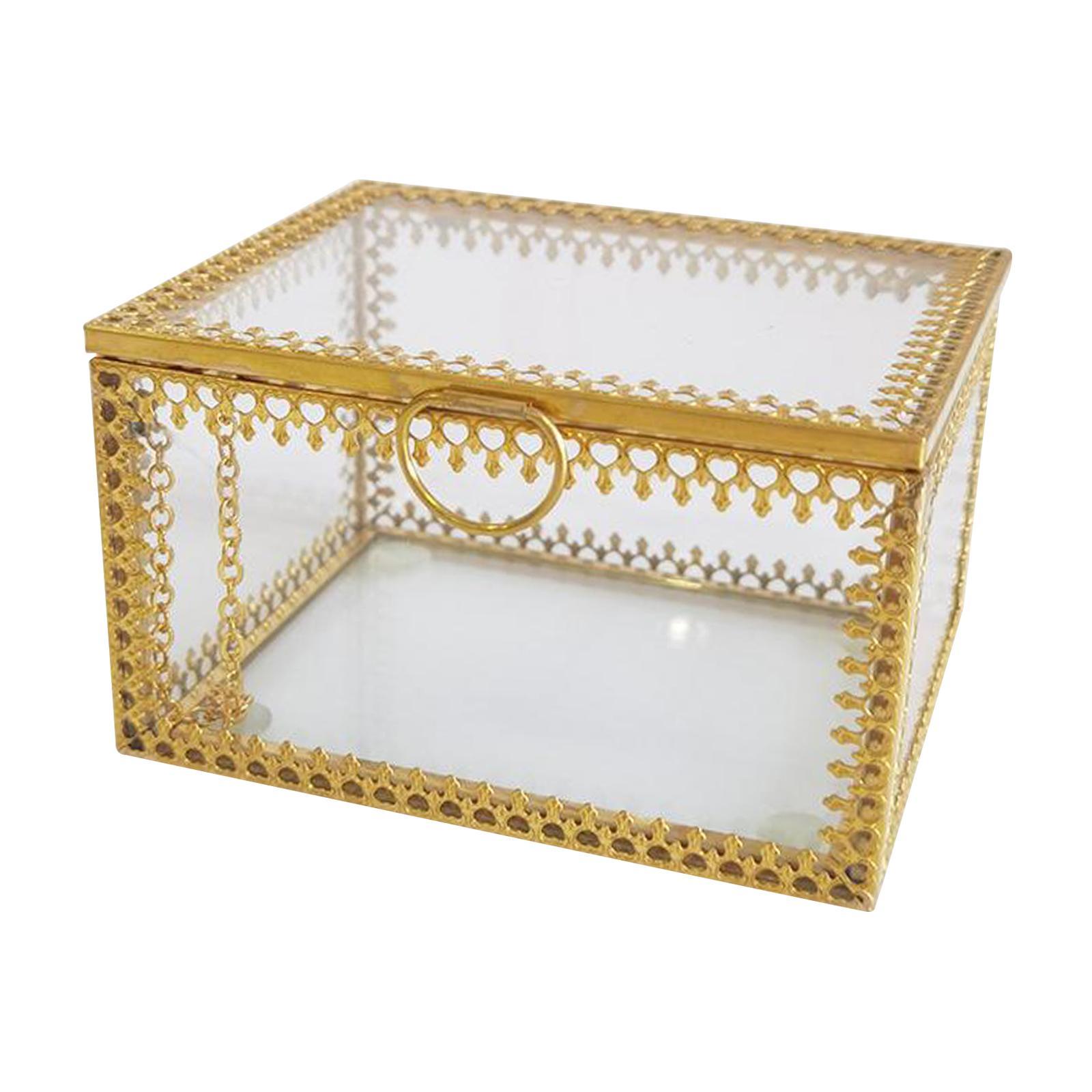 Glass Vintage Jewelry Box Geometric Jewelry Display Organizer Keepsake Box Case