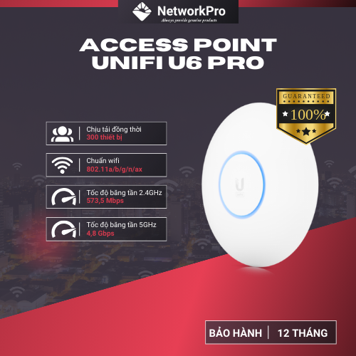 Bộ Phát WiFi UniFi U6 Pro Chính Hãng - Tốc Độ 5,3 Gbps, Chịu Tải 300 Thiết Bị