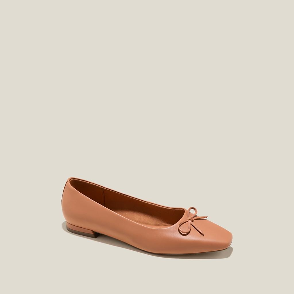 Vascara Giày Búp Bê Leather Nhấn Nơ Trang Trí - GBB 0431