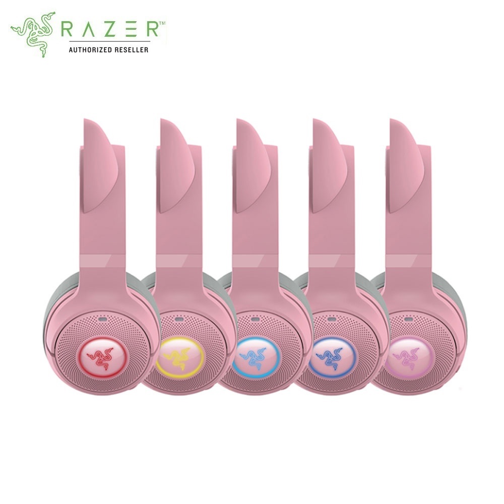 Tai nghe không dây choàng đầu Razer Kraken Kitty V2 BT-Hồng(Quartz Edition)-Wireless Bluetooth RGB Headset with Kitty Ears_Mới, hàng chính hãng