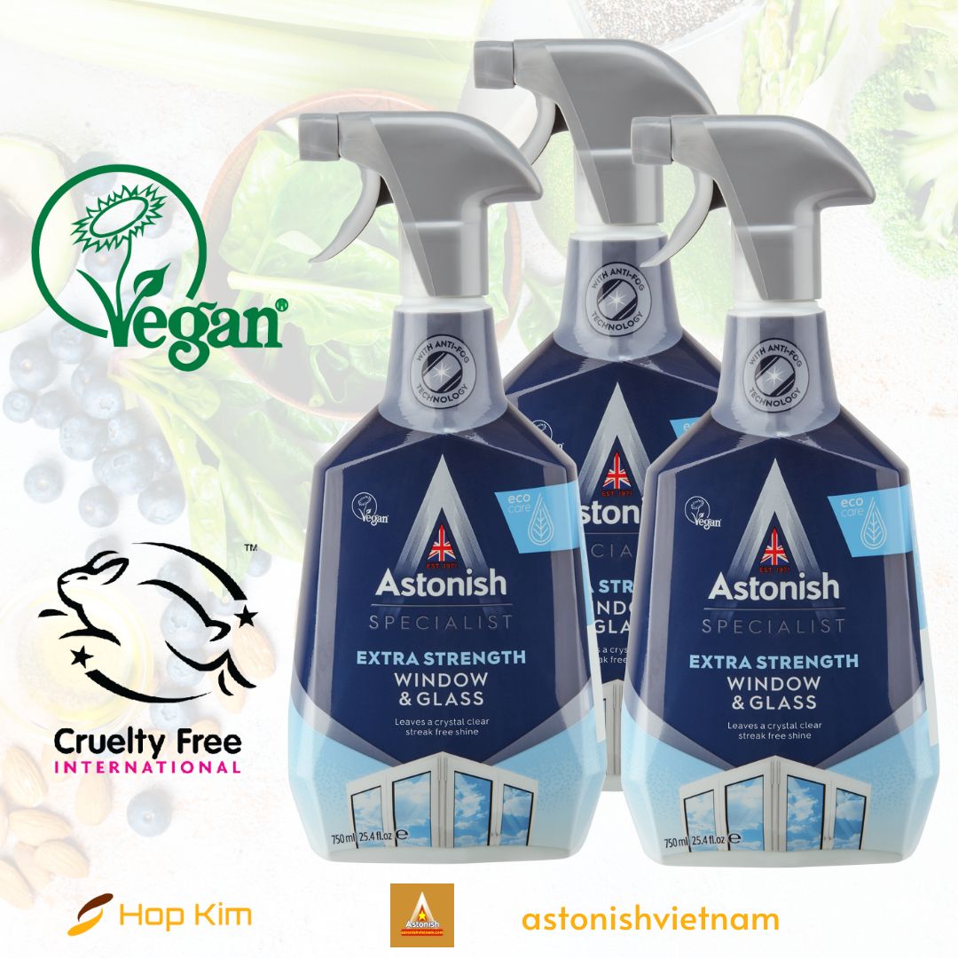 Nước lau kính Astonish C6950 loại bỏ nhanh chóng các vết bẩn kể cả băng keo, công nghệ bay hơi nhanh không loang sương