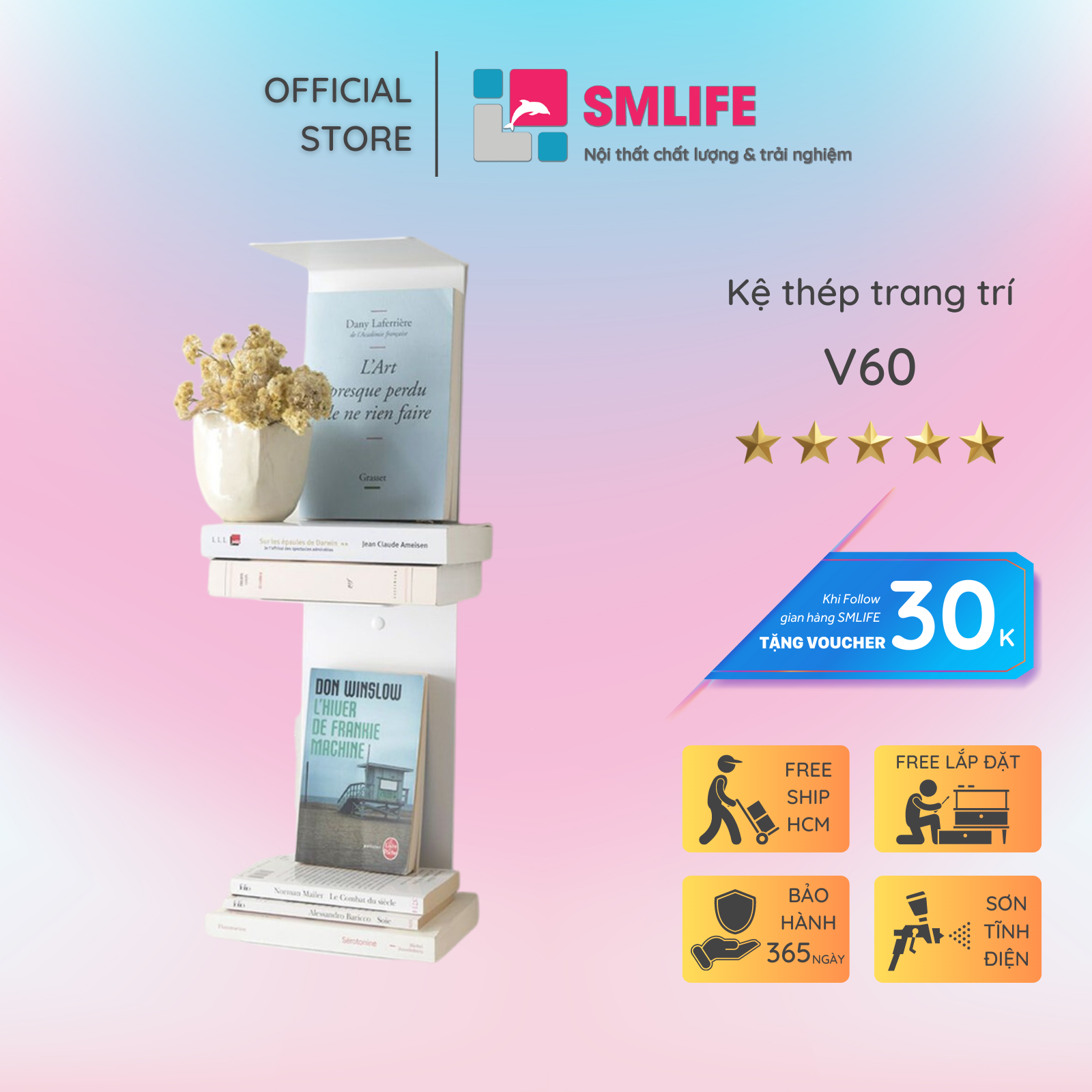Kệ Sách Treo Tường V60