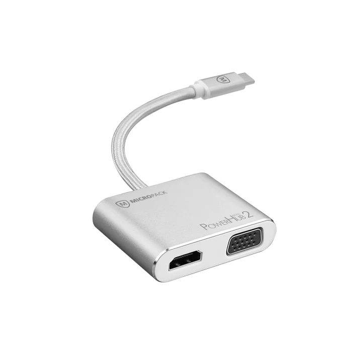 Hub 4 cổng USB-C MicroPack Digital AV Multiport Adapter - MDC-4V - Bạc - Hàng Chính Hãng