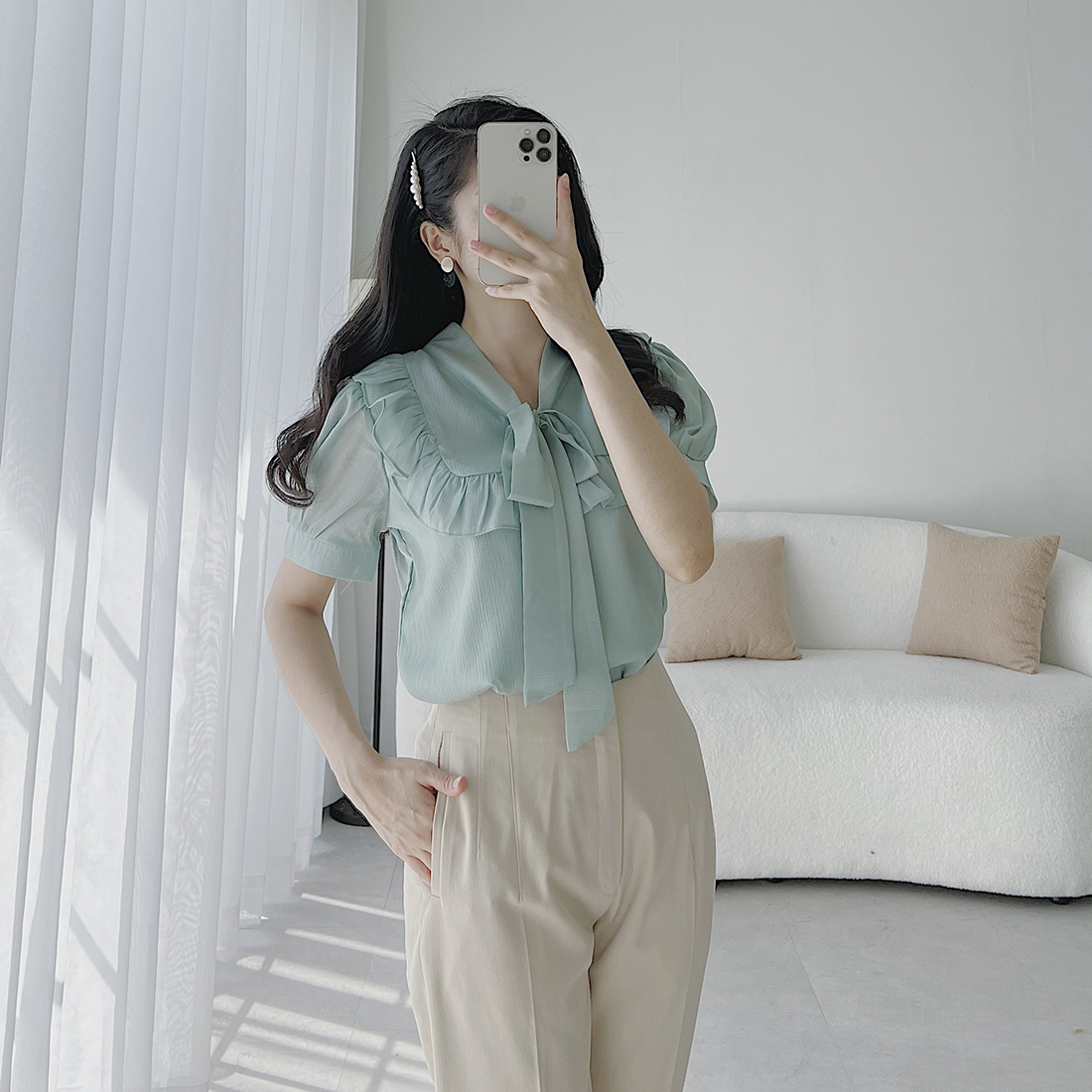 Quần công sở nữ cạp cao li gân thời trang Eden - Q015