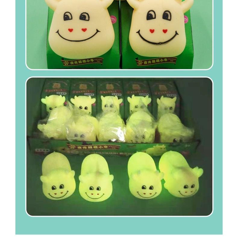Đồ chơi Squishy Mochi hình CON BÒ DẠ QUANG mềm mịn dễ thương chân thực giảm stress co dãn đàn hồi ngộ nghĩnh chậm tăng