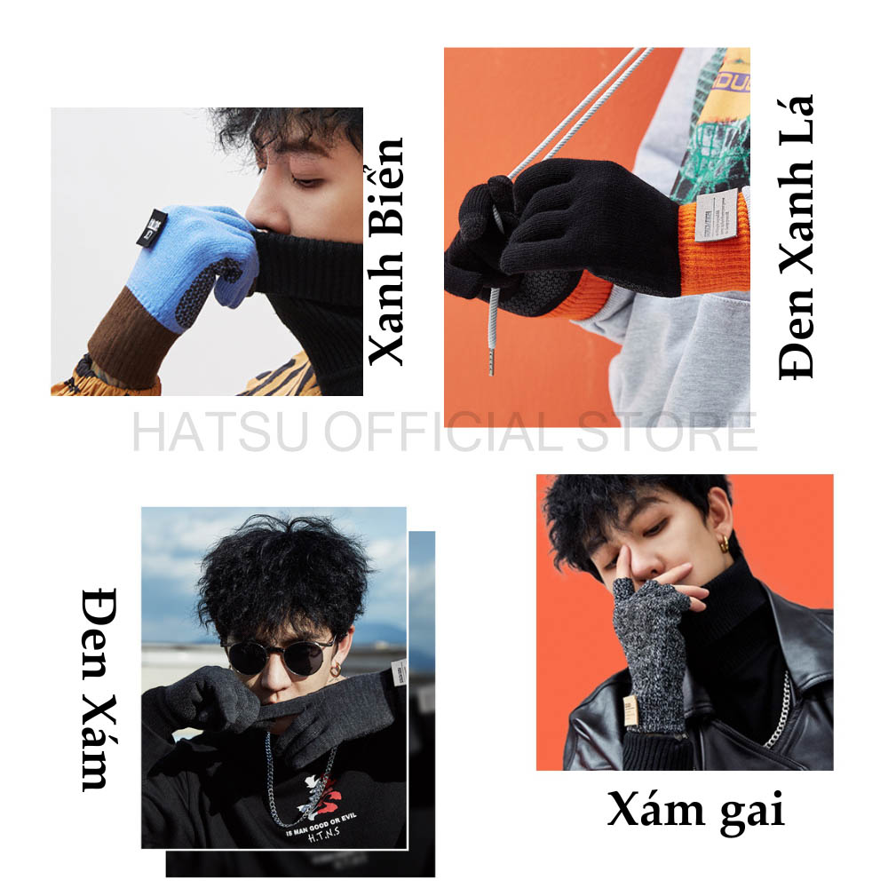 Găng Tay Len Dệt Kim Hatsu GLJ Unisex mềm mại, vừa vặn - Chống nắng và Giữ Ấm - Có Thể Sử Dụng Cảm Ứng Điện Thoại - Dòng Cao Cấp Thời Trang Phong cách và Khác Biệt