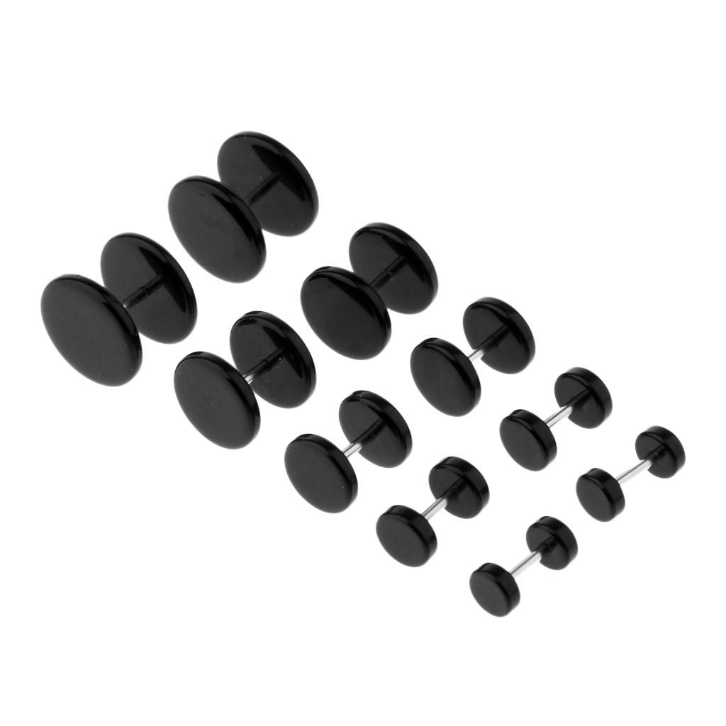 5 Pairs Acrylic Ear Earrings Flesh Tunnels Stainless Steel Fake Plugs 16g