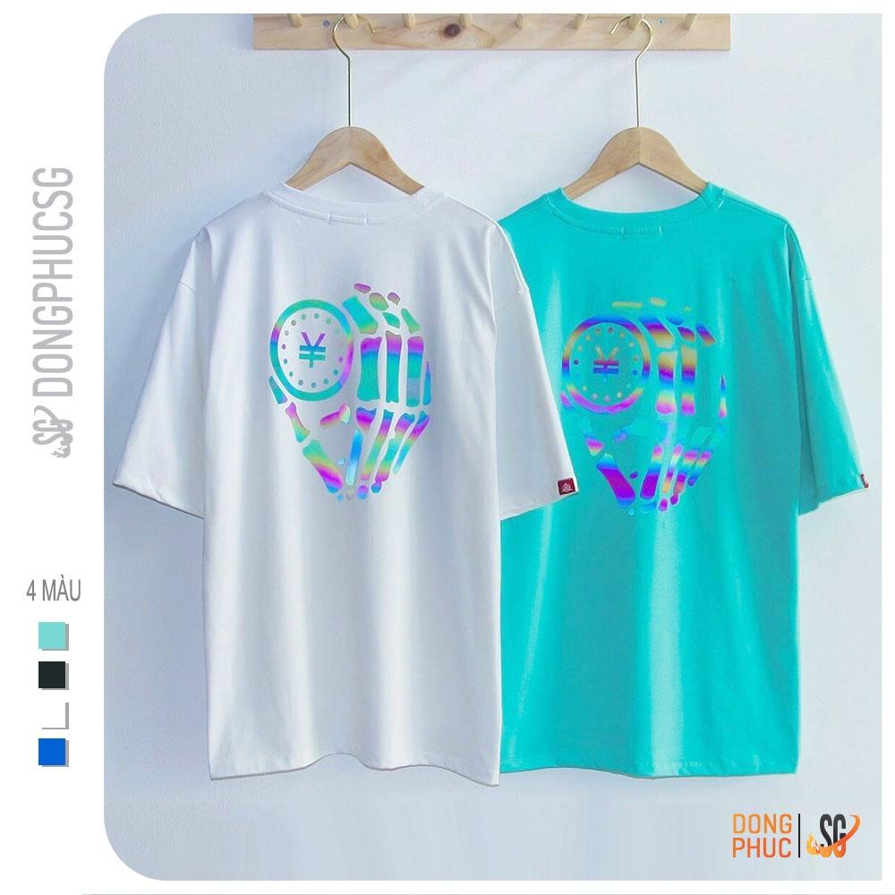 Áo thun phản quang unisex tay lỡ form rộng nam nữ - Chất thun cotton mềm mát - Hình dạ quang to | DONGPHUCSG