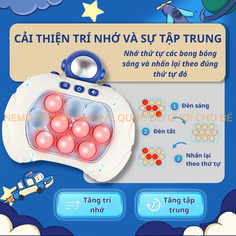 Đồ chơi Pop it thế hệ mới - máy điện tử chơi game Pop it giải trí bấm nút theo đèn nhạc