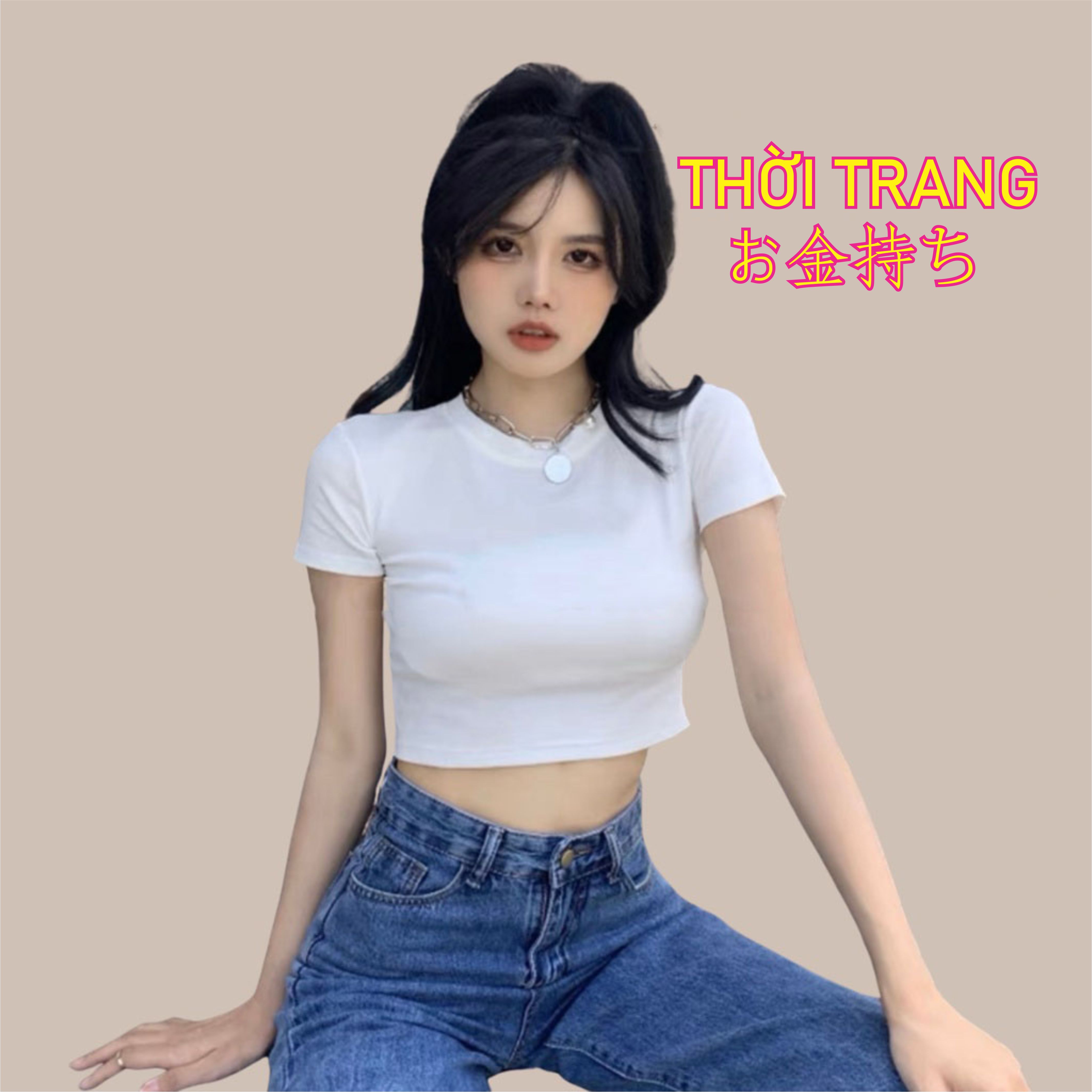 Áo croptop trơn ôm body chất thun cotton form basic áo nữ trơn  2 mầu