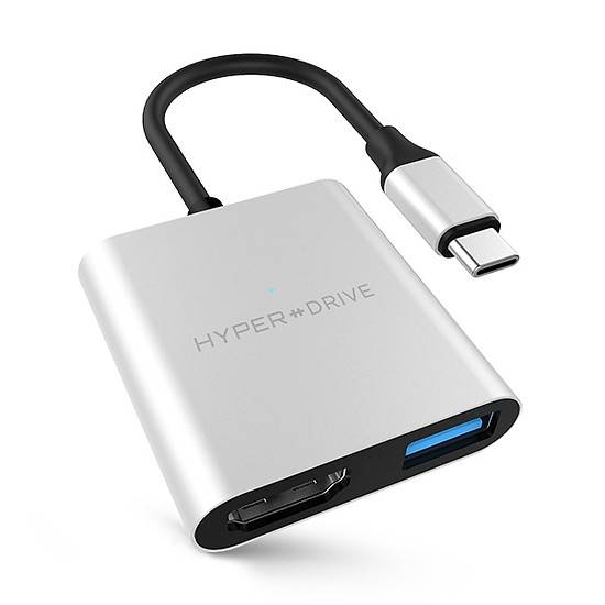 Cổng Chuyển HyperDrive 4K HDMI 3-in-1 USB-C Hub for MacBook, PC & Devices gray - chính hãng