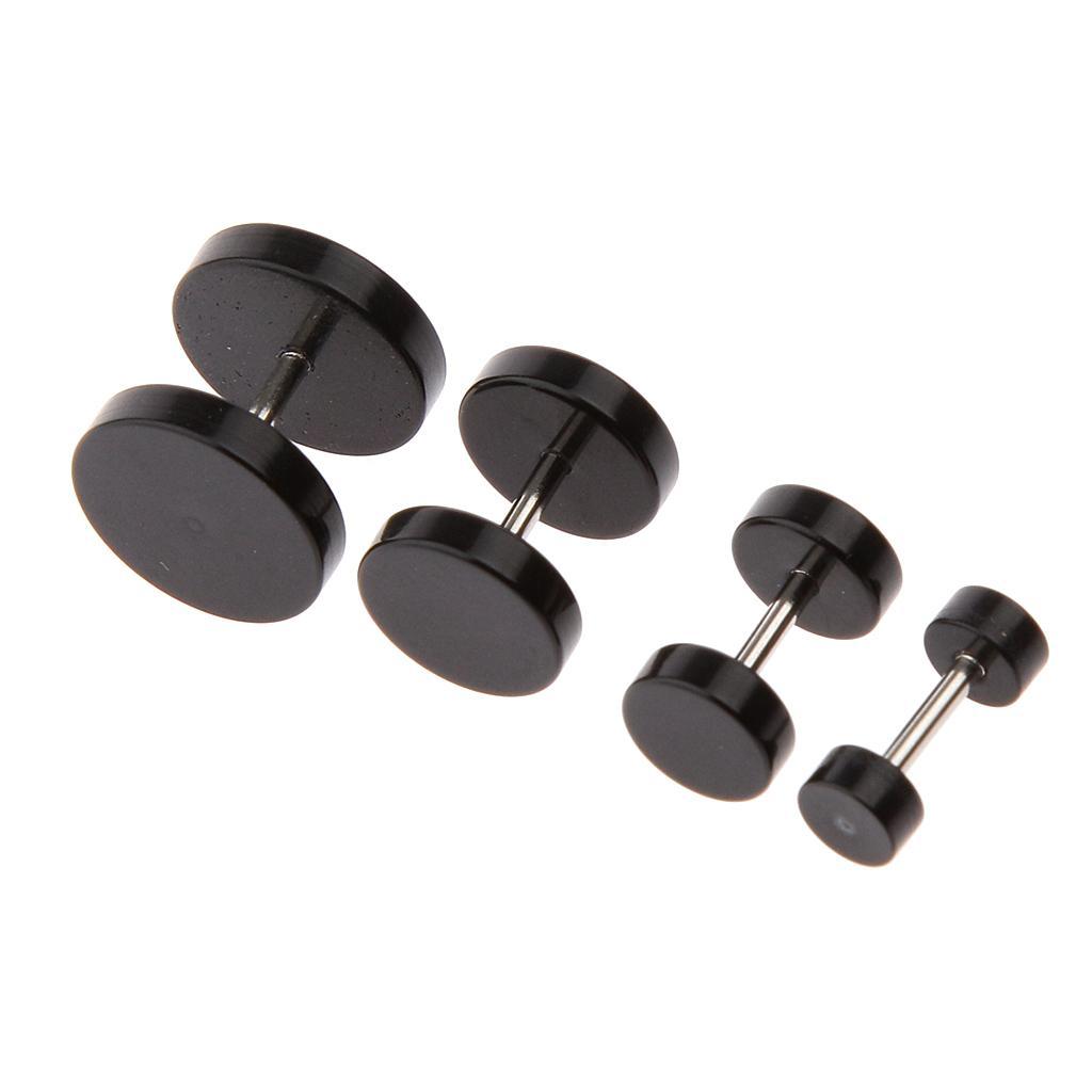 Of 4,6,8,10mm Stainless Steel Ear Earrings Ear Stud Black Unisex
