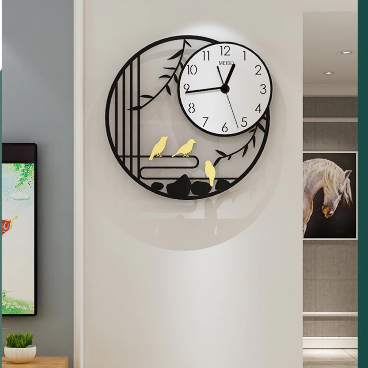 Đồng hồ treo tường trang trí ️KHÔNG CẦN KHOAN TƯỜNG ️ Trang trí phòng khách sang trọng ️ Kèm pin và bộ kim thay thế ️