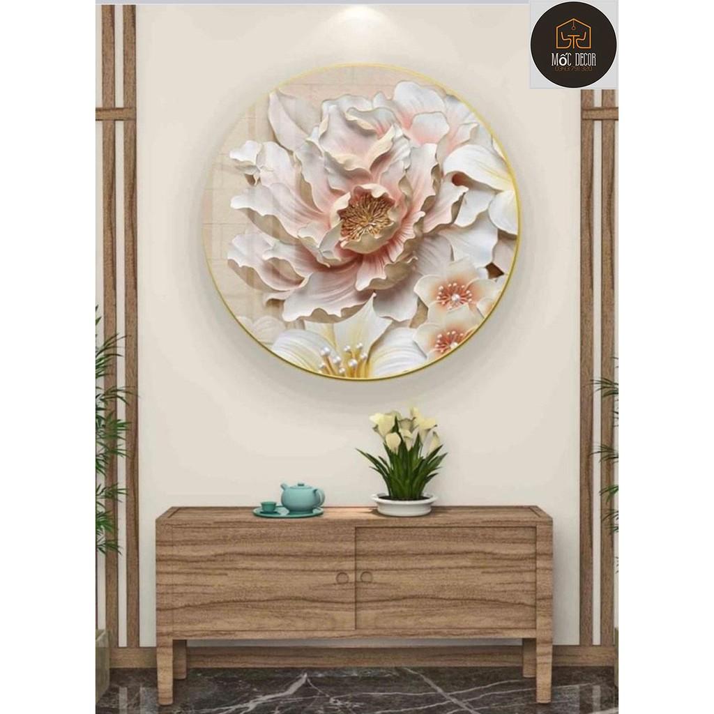 Tranh tròn RẺ VÔ ĐỊCH Xả kho tranh tròn decor, tranh tròn treo tường phòng khách, tranh có khung tặng kèm đinh treo