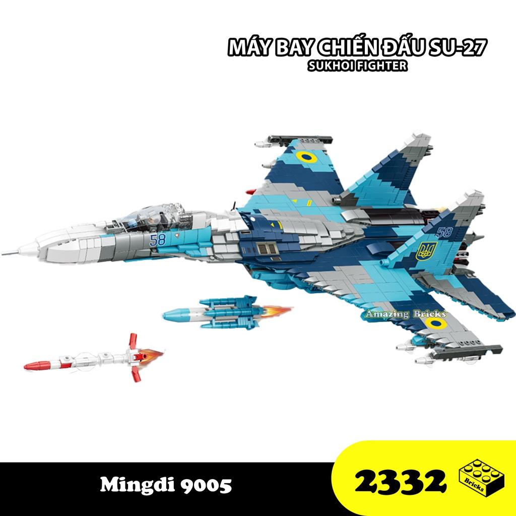 Đồ chơi Lắp ráp Máy bay Chiến đấu SU-27, Mingdi 9005 Sukhoi Fighter, Xếp hình thông minh