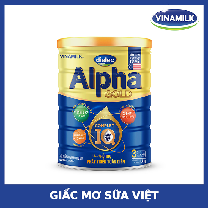 Sữa bột Vinamilk Dielac Alpha Gold 3 1400g (cho trẻ từ 1 - 2 tuổi)