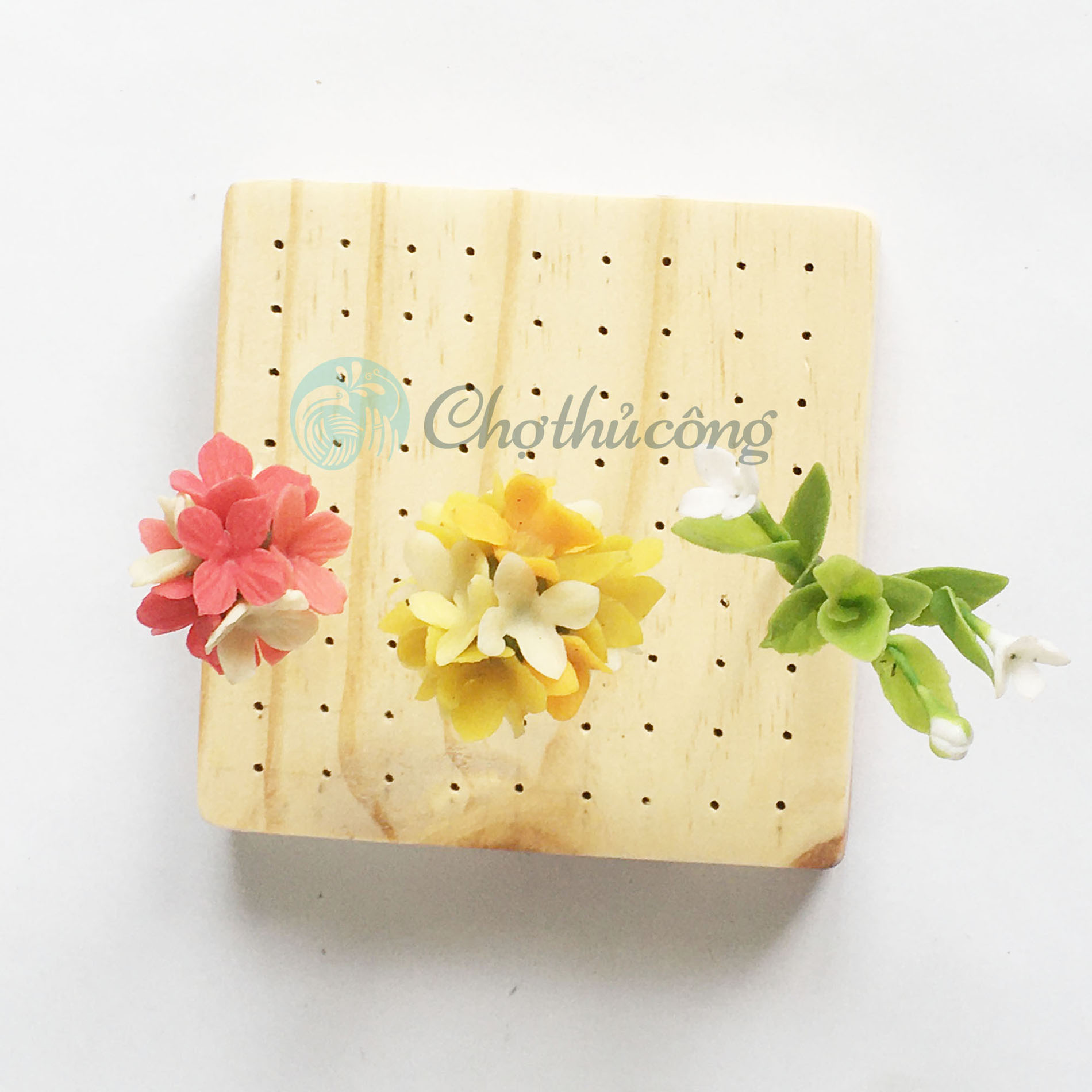 Đế gỗ cắm đất sét - dụng cụ đất sét dùng phơi hoa đất sét Nhật Thái và tượng polymer clay handmade