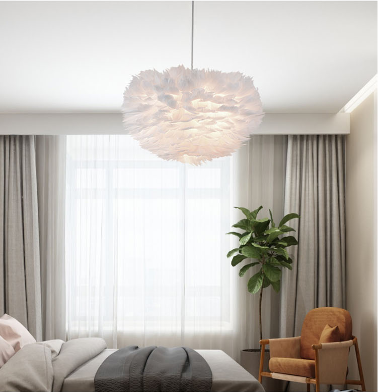 Đèn Chùm Mây lông Vũ Bắc ÂU Decor Lighting TN329 - 3 Chế Độ Ánh Sáng - KÈM 3 BÓNG LED SIÊU SÁNG - Có Video