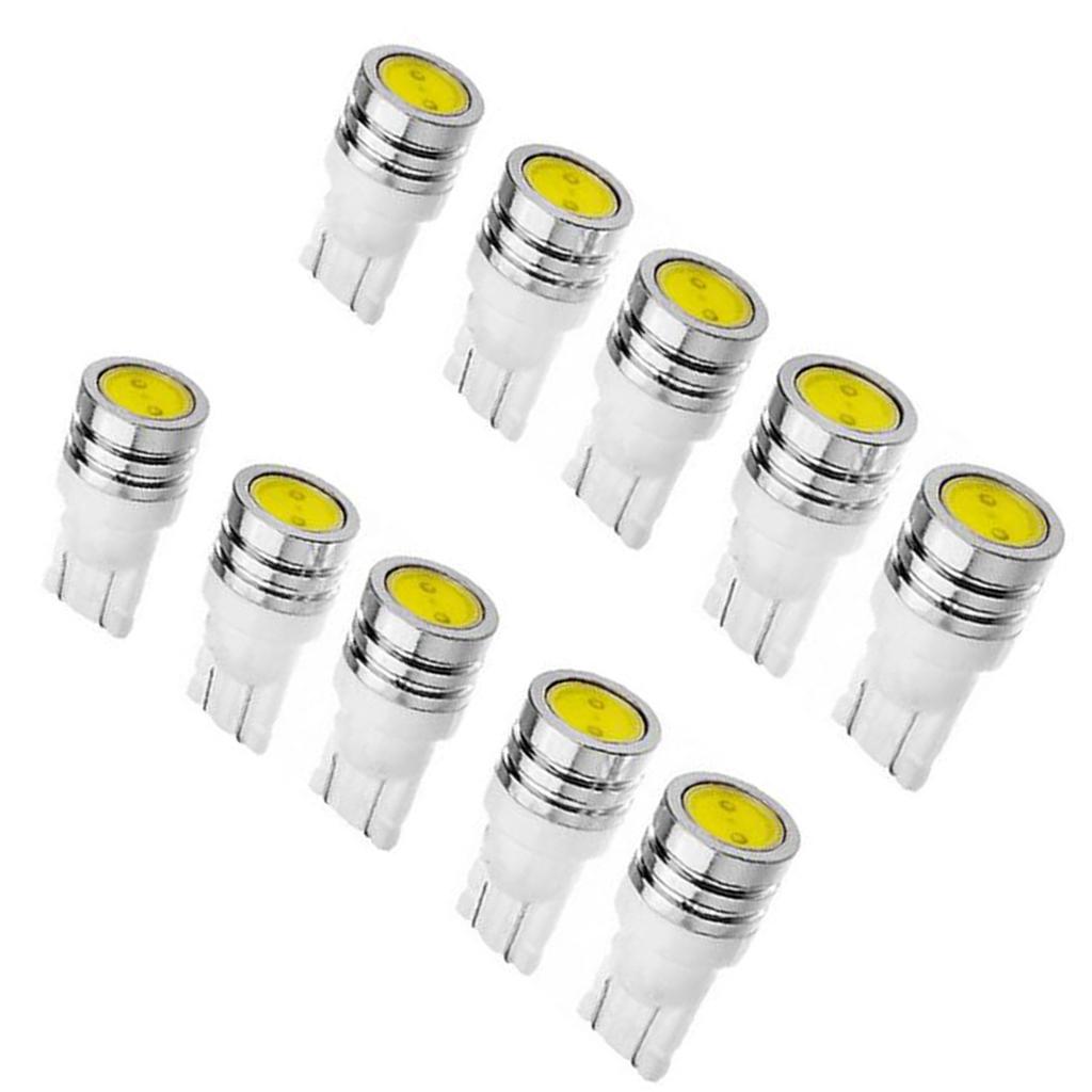 10PCS Universal T10 1.5W White LED Car Instrument Dash Interior Light Side Wedge Bulbs