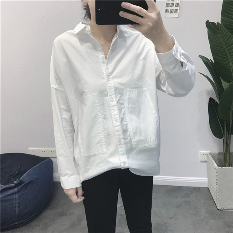 Áo sơ mi nữ dáng dài chất thô đũi 2 túi ốp sườn, thời trang phong cách trẻ