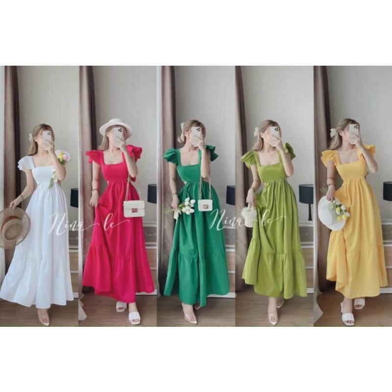ĐẦM MAXI KHOÉT EO 2 BÊN BÈO VAI