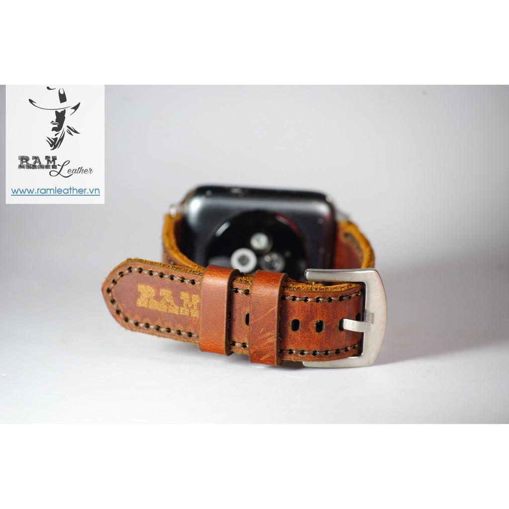 DÂY APPLE WATCH DA BÒ HANDMADE - RAM CLASSIC 1981 (TẶNG KHÓA, CHỐT, CÂY THAY DÂY